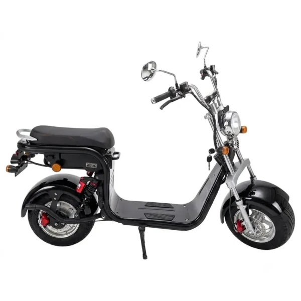 Scooter électrique chopper noir ColisWheels style fat tire homologué Suisse 45 km/h.