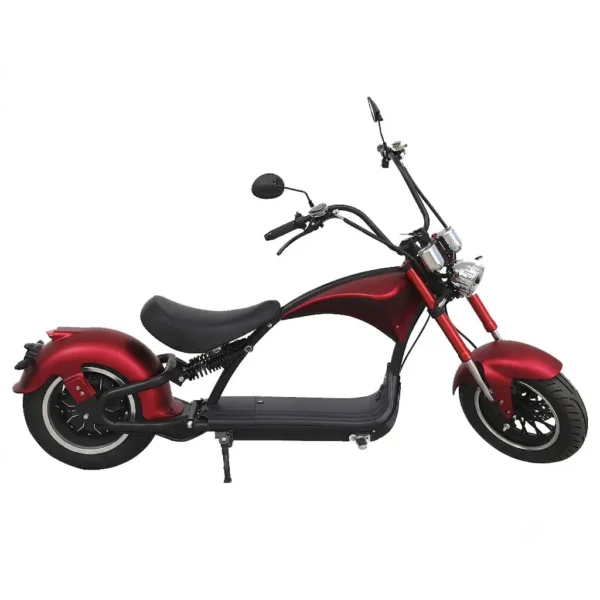 Scooter électrique chopper ColisWheels M1 rouge homologué pour la Suisse.