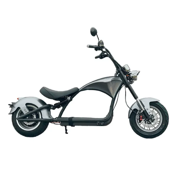 Scooter électrique ColisWheels Lowrider argent style chopper fat tire homologué en Suisse.