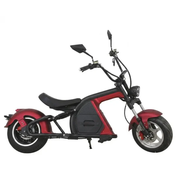 Scooter électrique chopper Lowrider rouge mat ColisWheels, homologué pour la Suisse.
