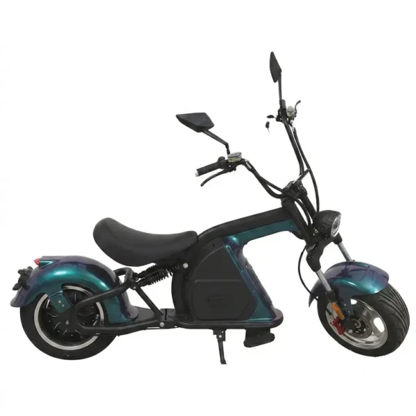 Scooter électrique ColisWheels Lowrider vert diamant style chopper fat tire homologué Suisse.